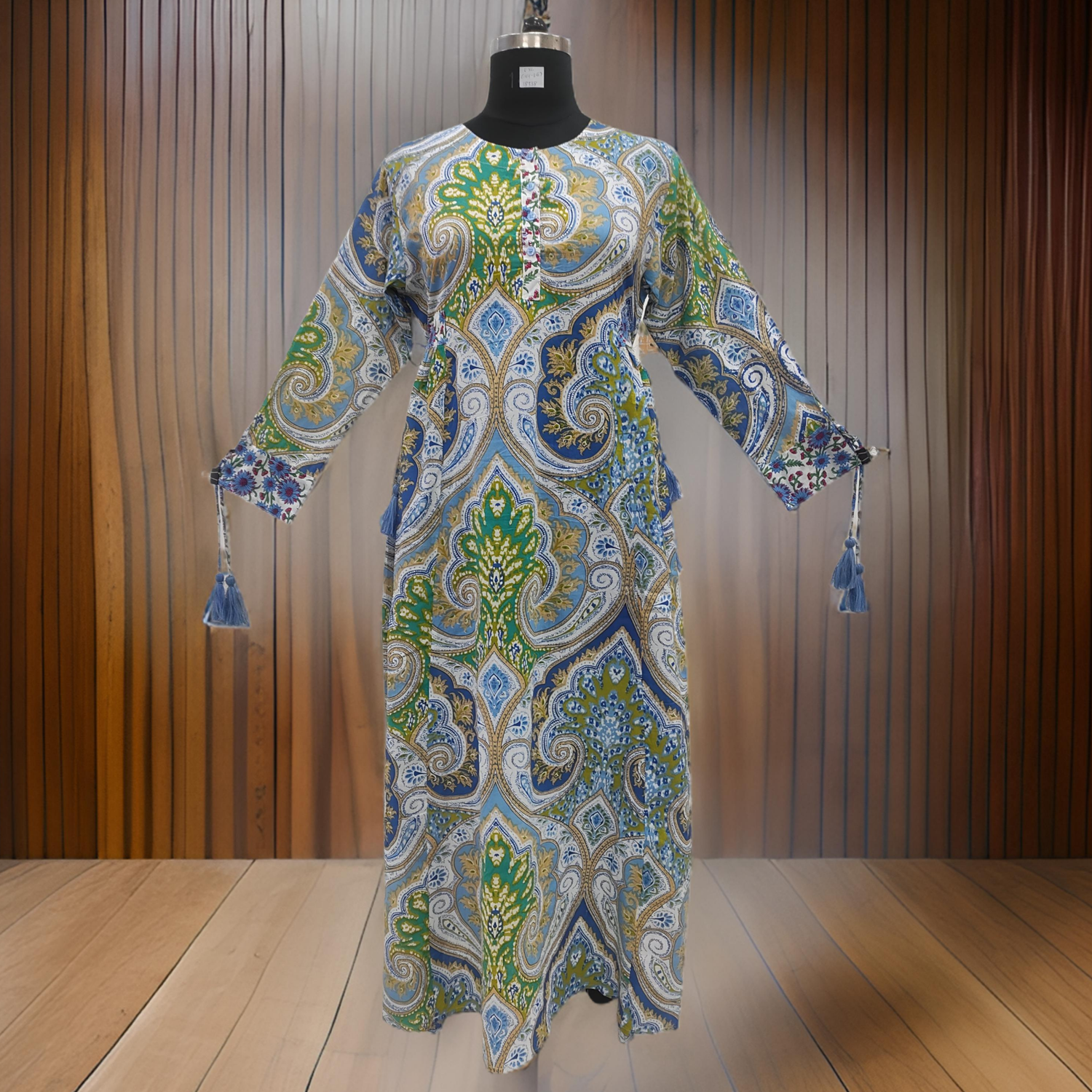 L/XL Jasmine Printed Cotton Dress 57&quot;Long Jalabiya
