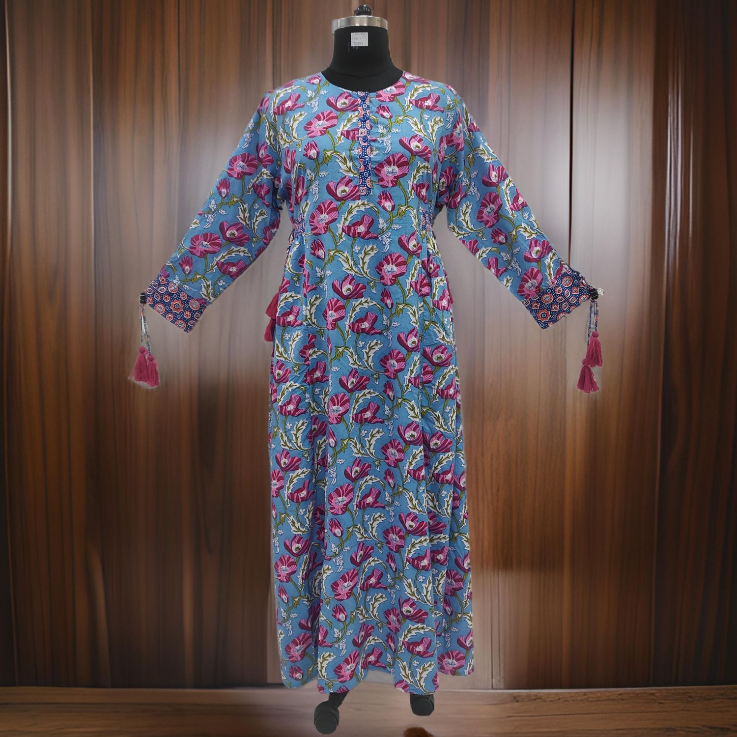 2XL/3XL Jasmine Printed Cotton Dress 57&quot; Long Jalabiya