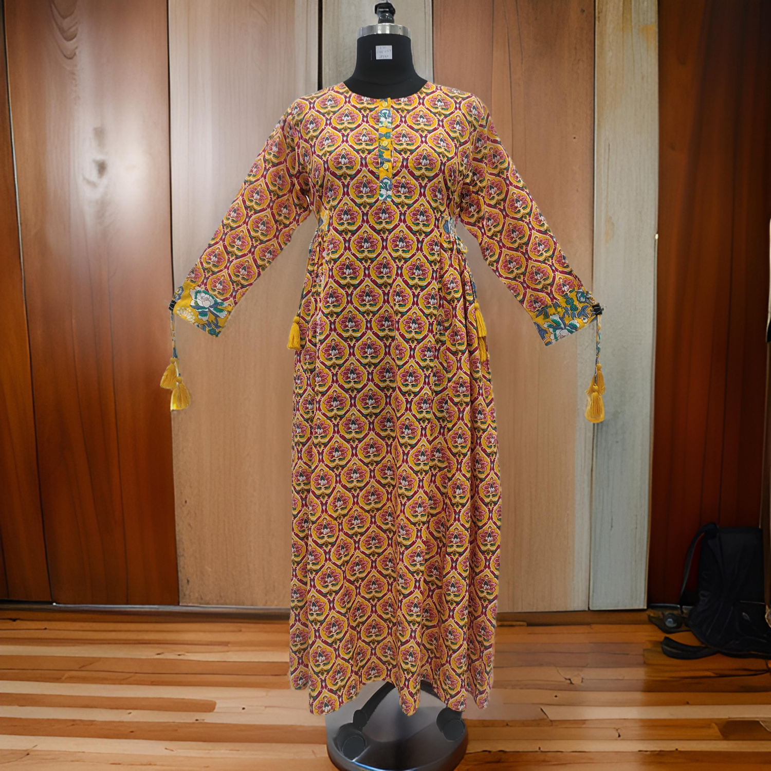 L/XL Jasmine Printed Cotton Dress 57&quot;Long Jalabiya