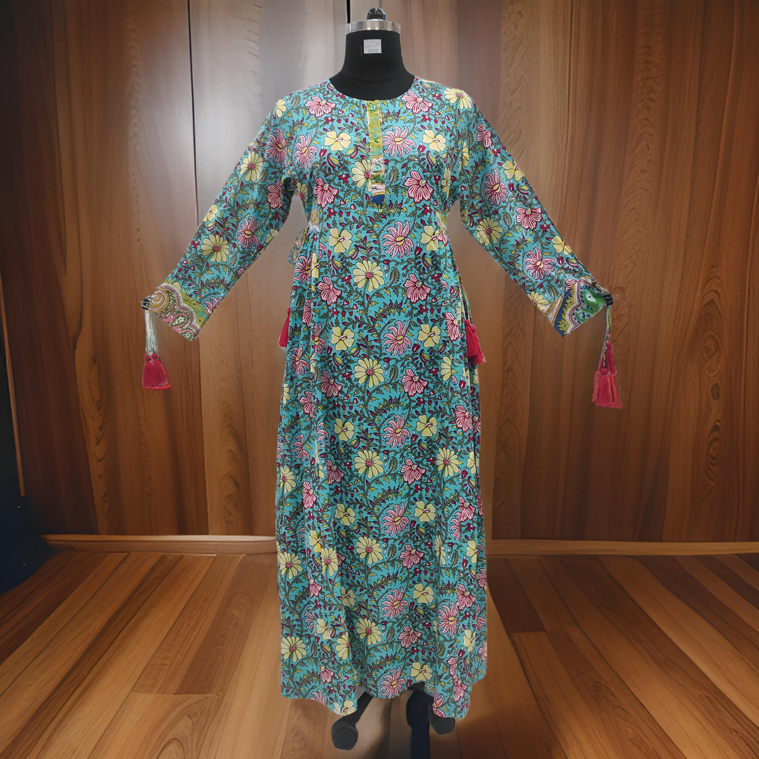 L/XL Jasmine Printed Cotton Dress 57&quot;Long Jalabiya