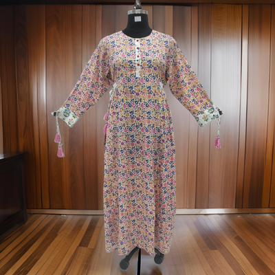 2XL/3XL Jasmine Printed Cotton Dress 57&quot; Long Jalabiya