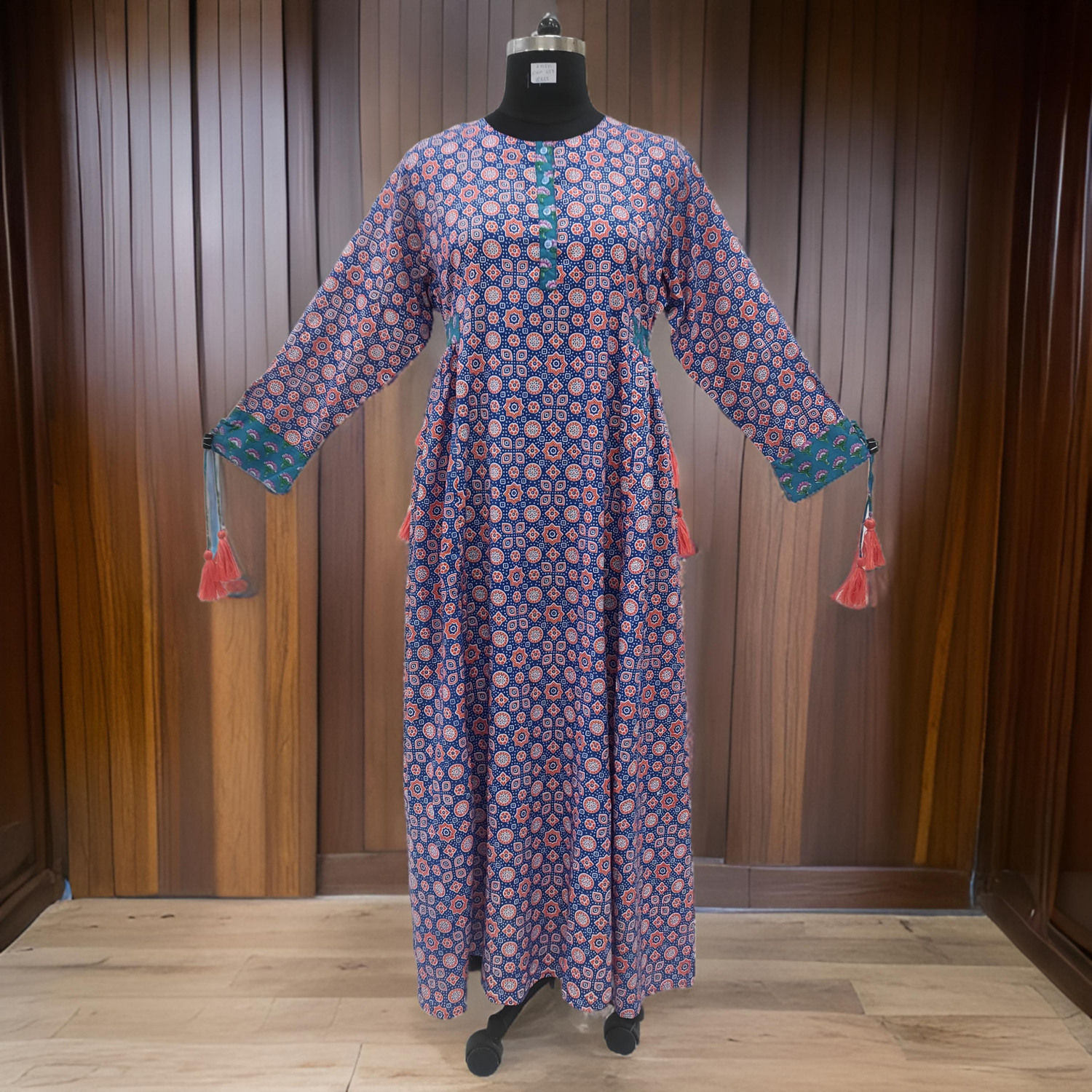2XL/3XL Jasmine Printed Cotton Dress 57&quot; Long Jalabiya