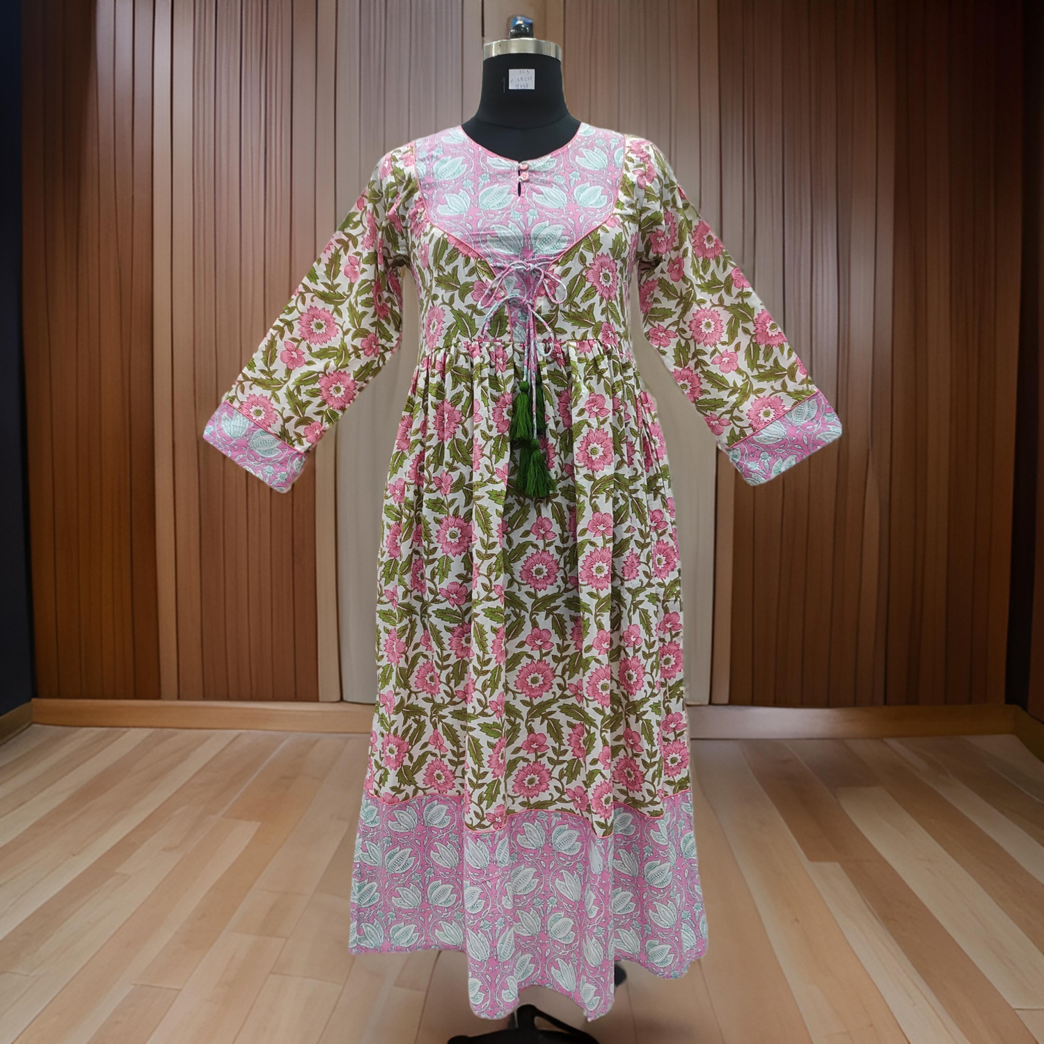 XS/S Zaria Printed Cotton Dress 54&quot;Long Jalabiya