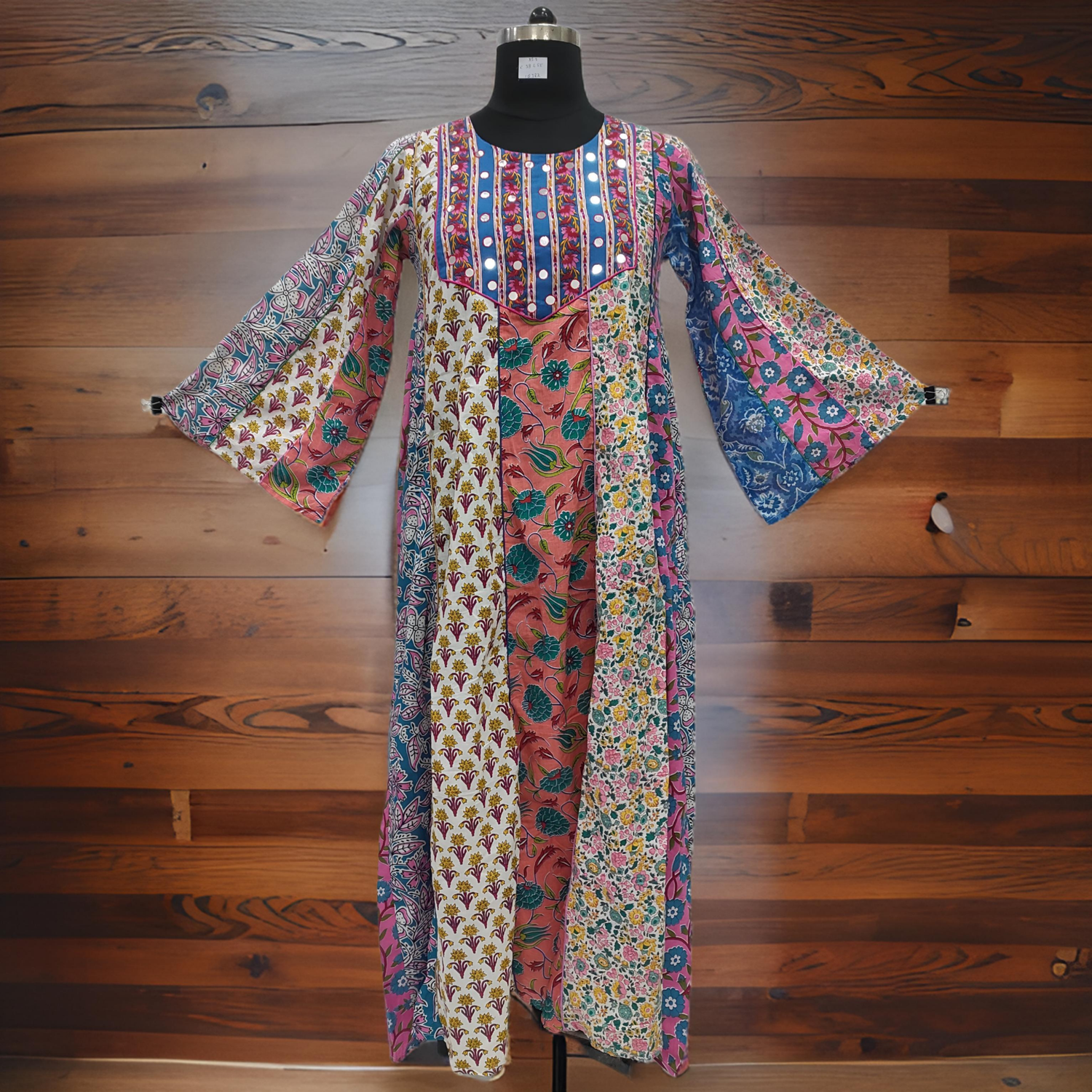 XS/S Malaysia Printed Cotton Dress 55&quot; Long Jalabiya