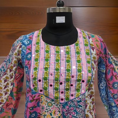 XS/S Malaysia Printed Cotton Dress 54&quot; Long Jalabiya
