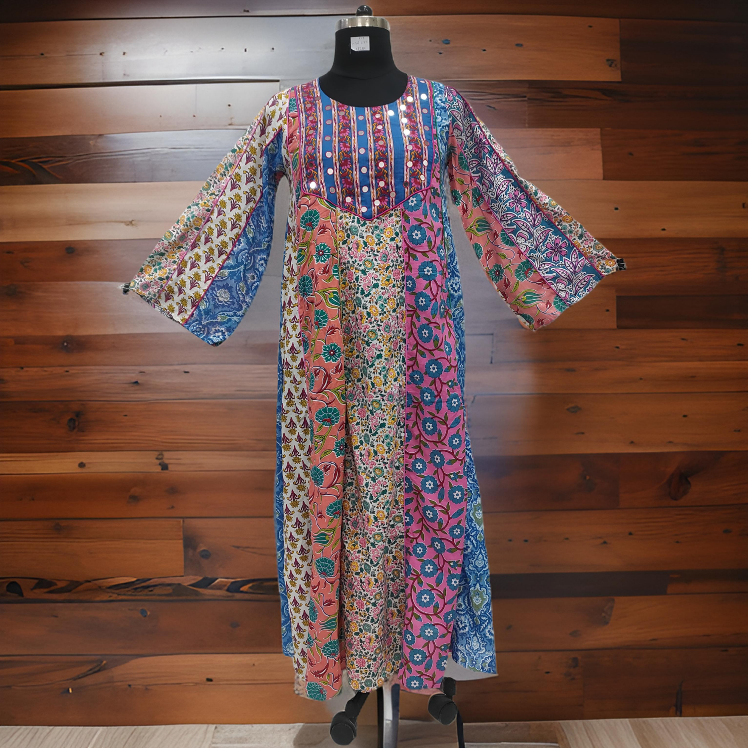 XS/S Malaysia Printed Cotton Dress 55&quot; Long Jalabiya