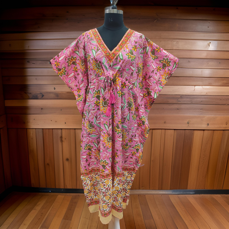 Free Size Cotton Farasha Kaftan 57&quot; Long Jalabiya