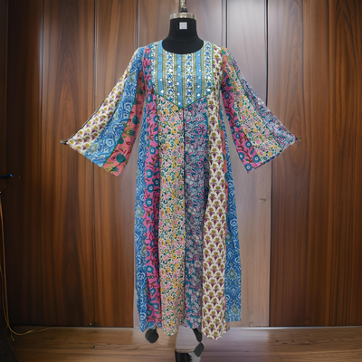 S/M Malaysia Printed Cotton Dress 57&quot; Long Jalabiya
