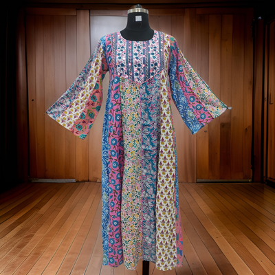 S/M Malaysia Printed Cotton Dress 57&quot; Long Jalabiya