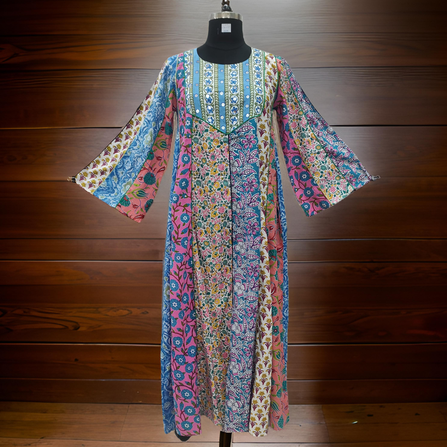 S/M Malaysia Printed Cotton Dress 57&quot; Long Jalabiya