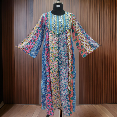 S/M Malaysia Printed Cotton Dress 57&quot; Long Jalabiya