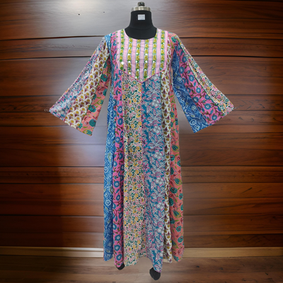 S/M Malaysia Printed Cotton Dress 57&quot; Long Jalabiya