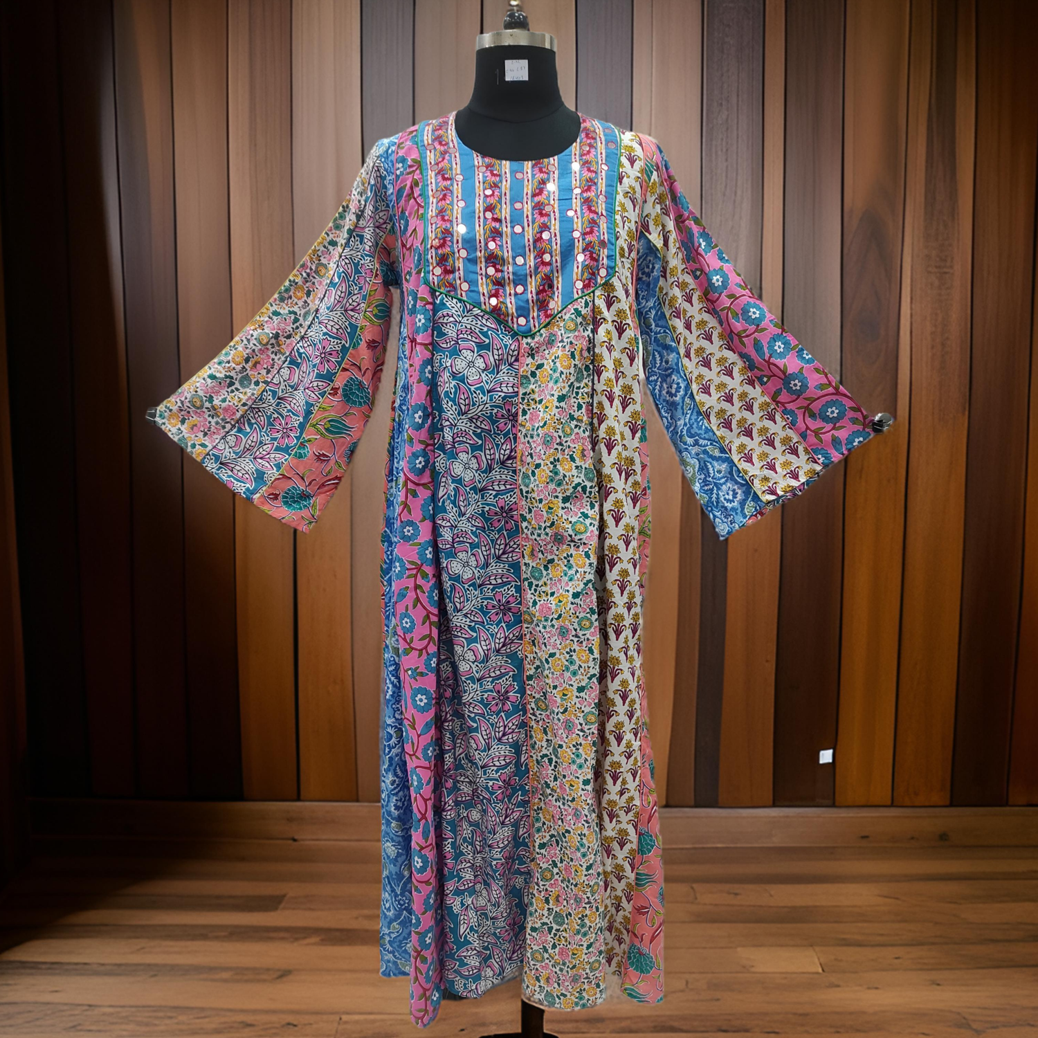 L/XL Malaysia Printed Cotton Dress 57&quot; Long Jalabiya