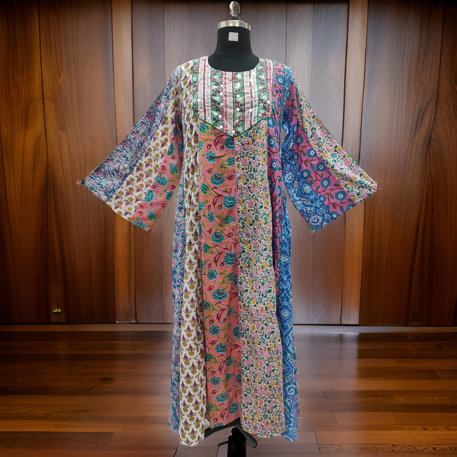 L/XL Malaysia Printed Cotton Dress 57&quot; Long Jalabiya