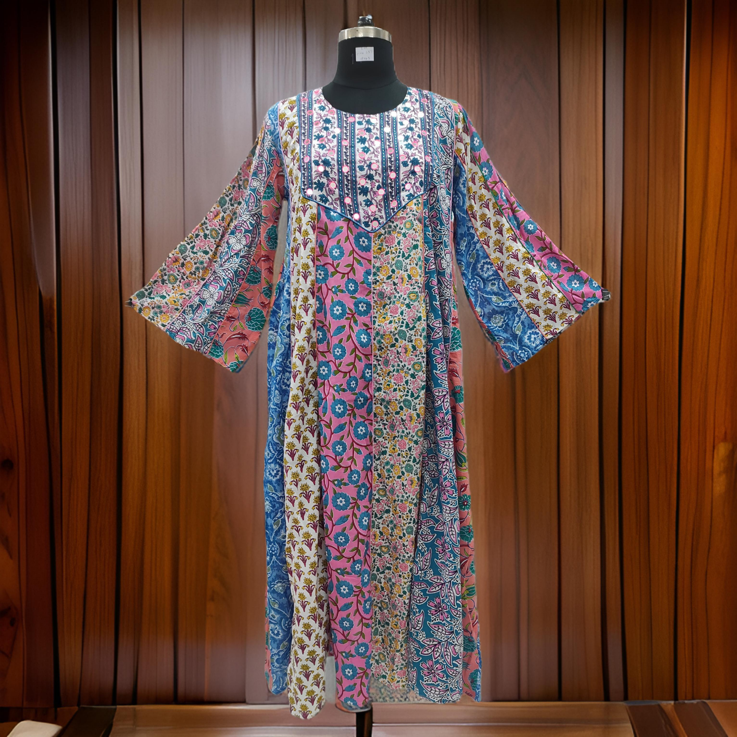L/XL Malaysia Printed Cotton Dress 57&quot; Long Jalabiya