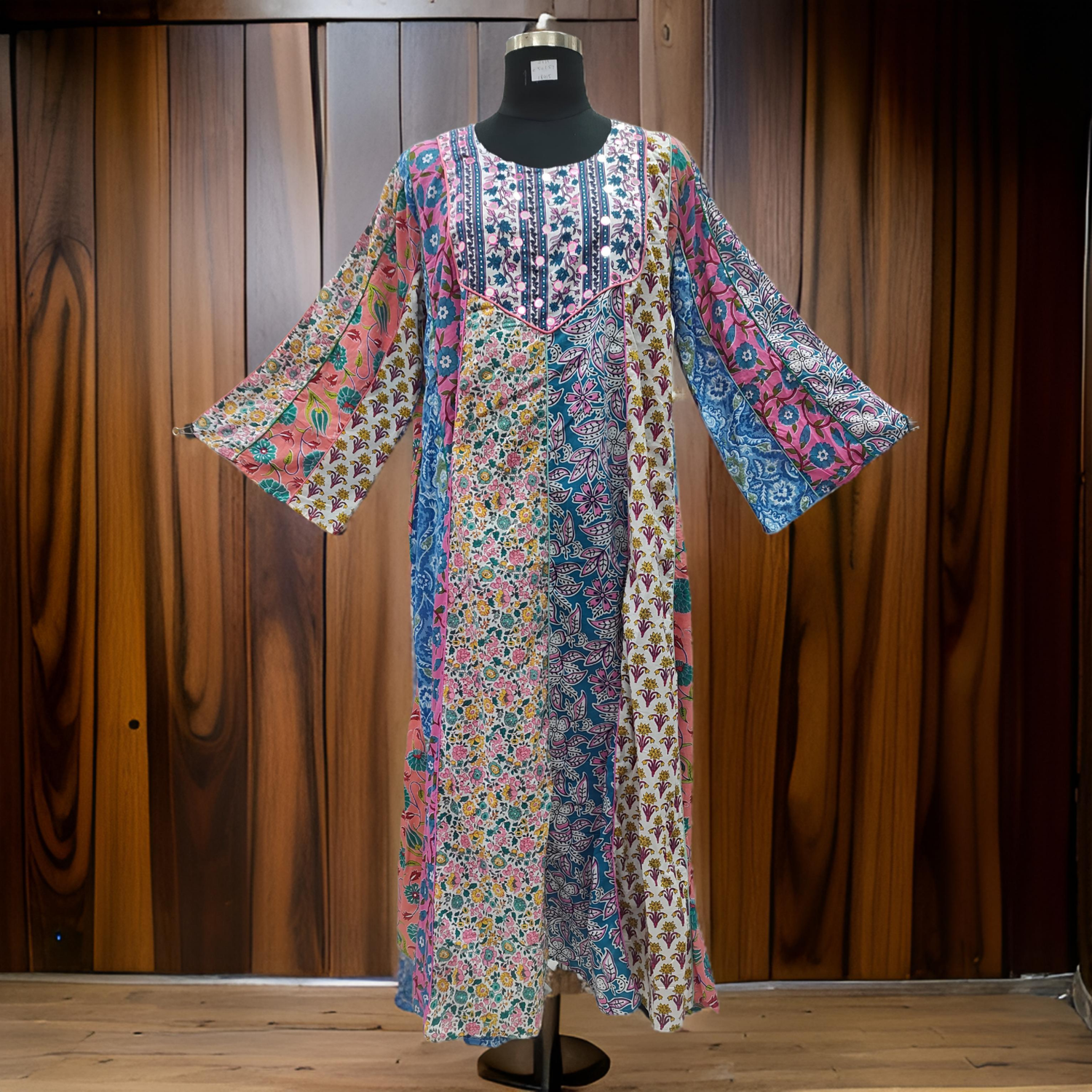 2XL/3XL Malaysia Printed Cotton Dress 57&quot; Long Jalabiya