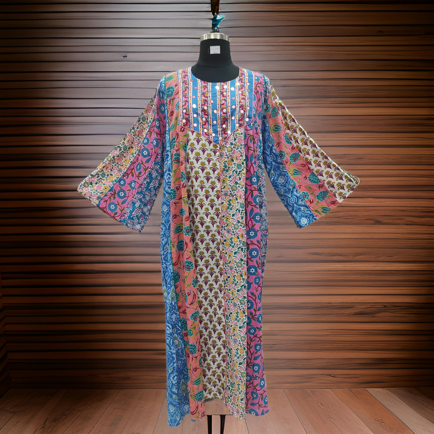 2XL/3XL Malaysia Printed Cotton Dress 57&quot; Long Jalabiya