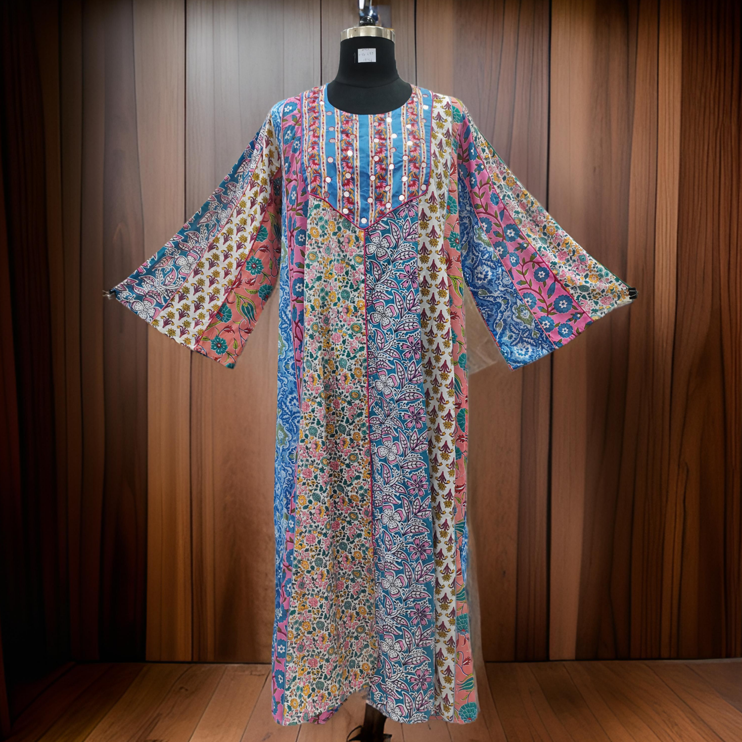 2XL/3XL Malaysia Printed Cotton Dress 57&quot; Long Jalabiya