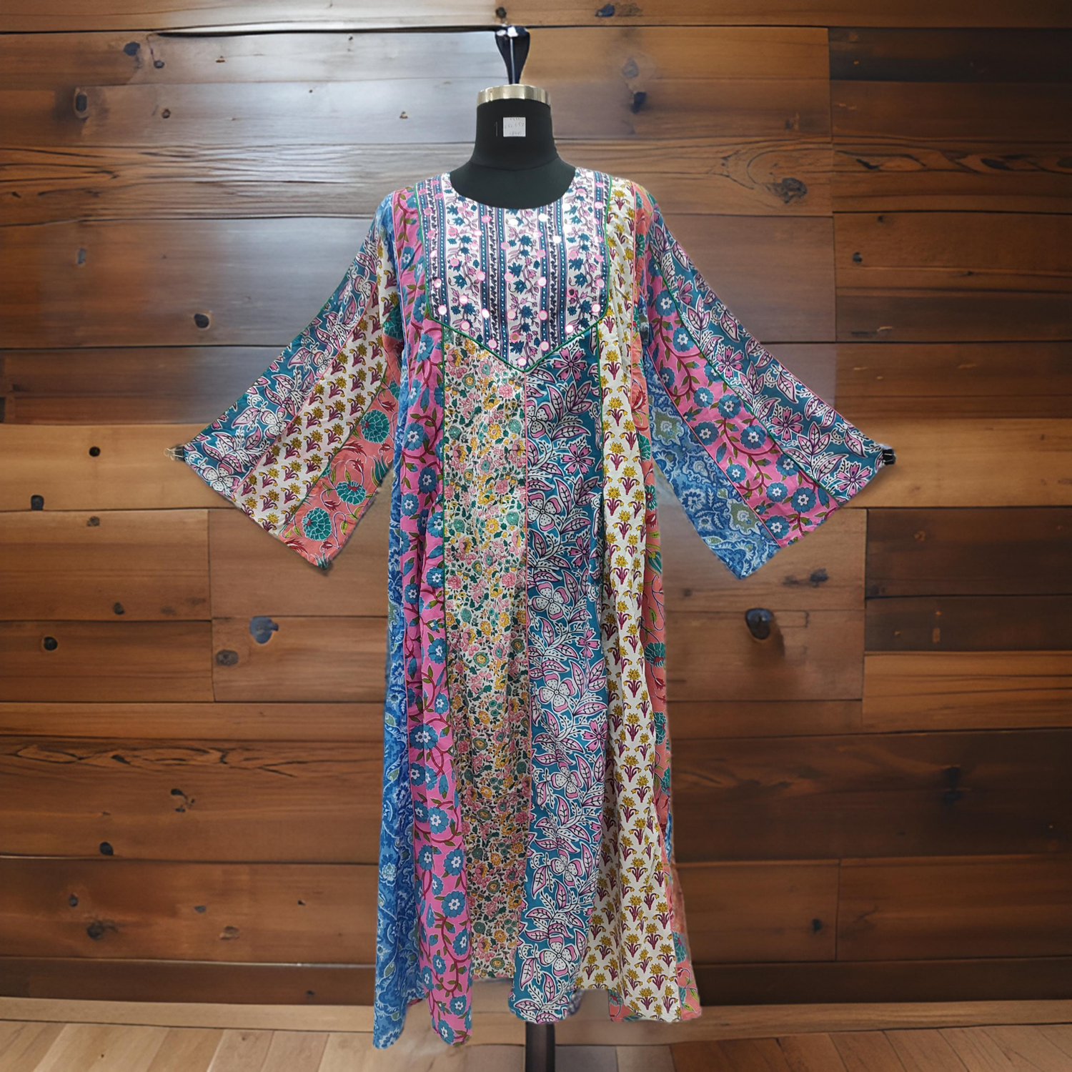 2XL/3XL Malaysia Printed Cotton Dress 57&quot; Long Jalabiya