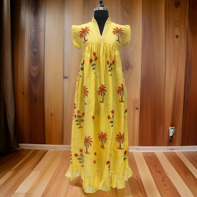 S/M Amani Chanderi Dress 57&quot; Short Sleeves Jalabiya