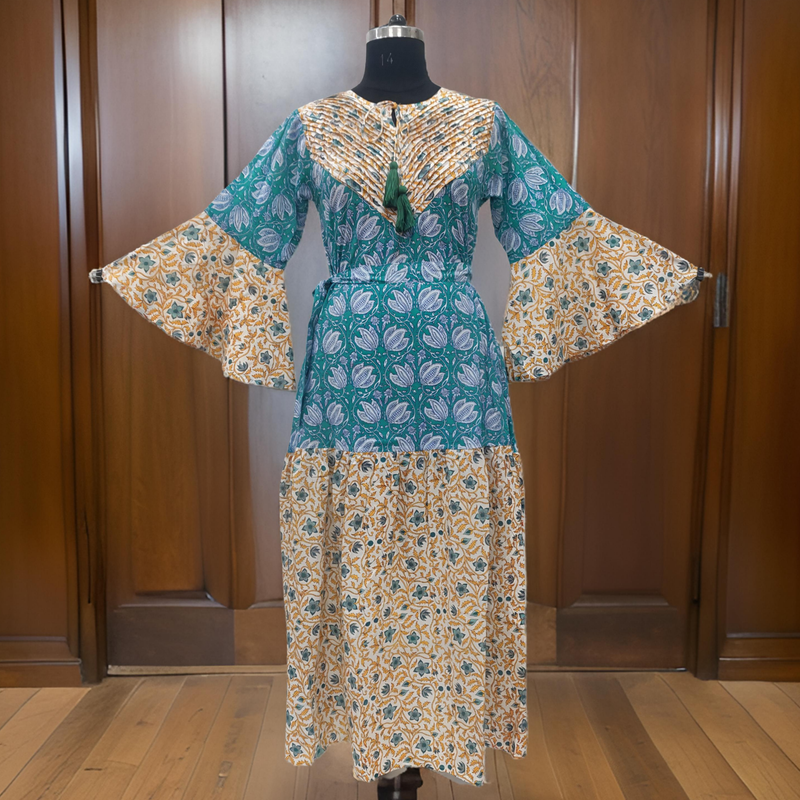 XS/S Adn Printed Cotton Dress 54&quot; Long Jalabiya