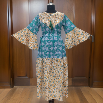 S/M Adn Printed Cotton Dress 57&quot; Long Jalabiya