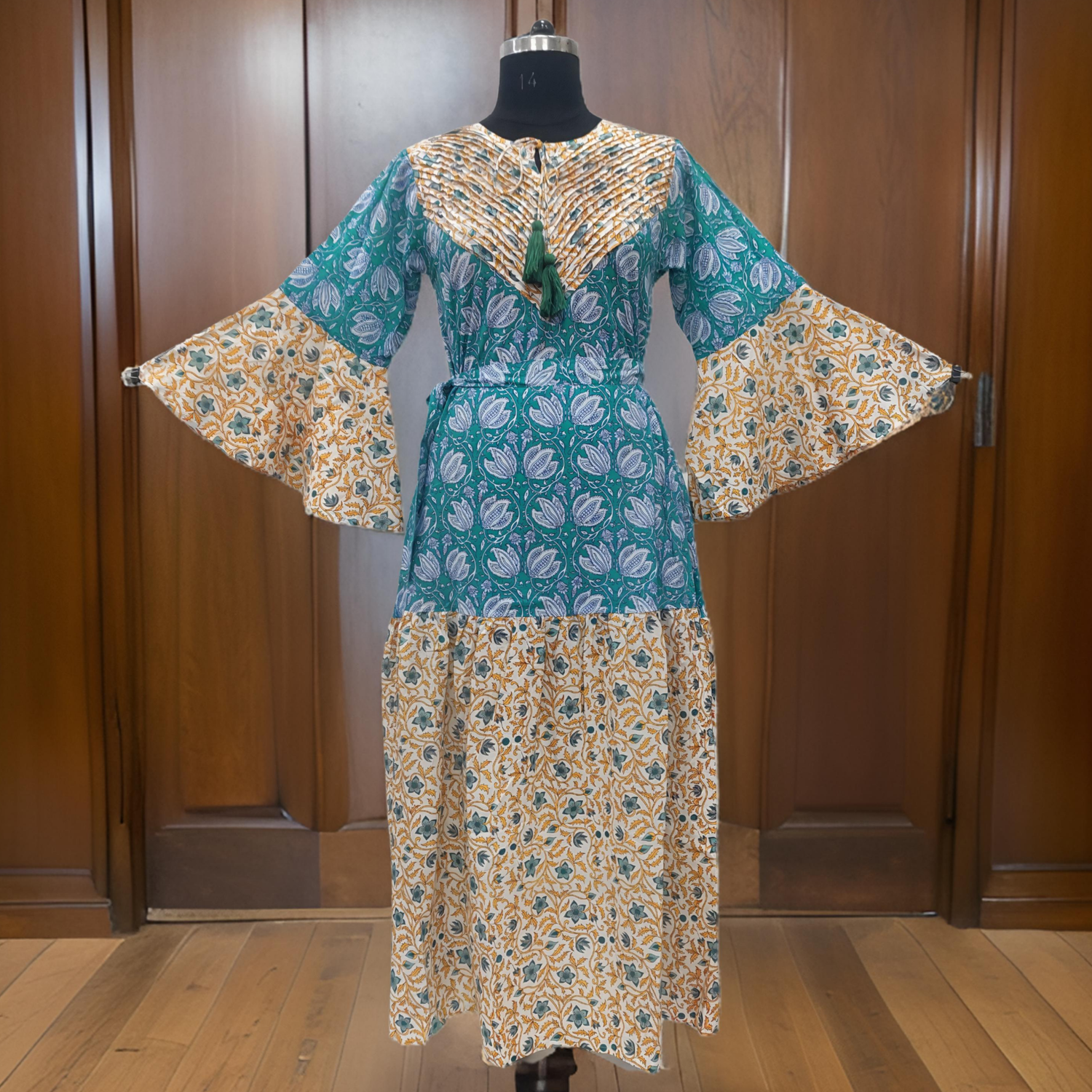 L/XL Adn Printed Cotton Dress 57&quot; Long Jalabiya