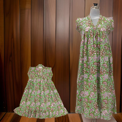 Green and White Amani Dress