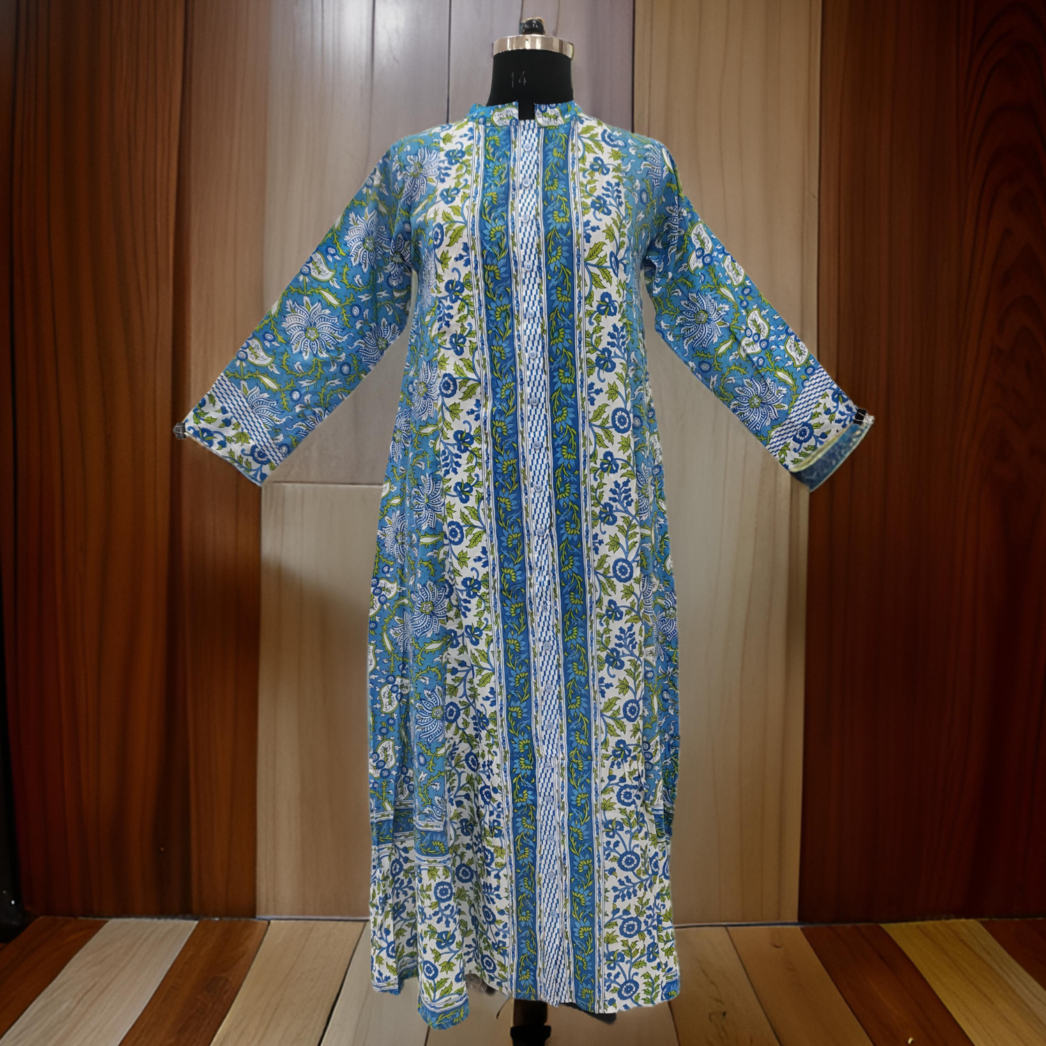 S/M Samara Printed Cotton Dress 57&quot; Long Jalabiya