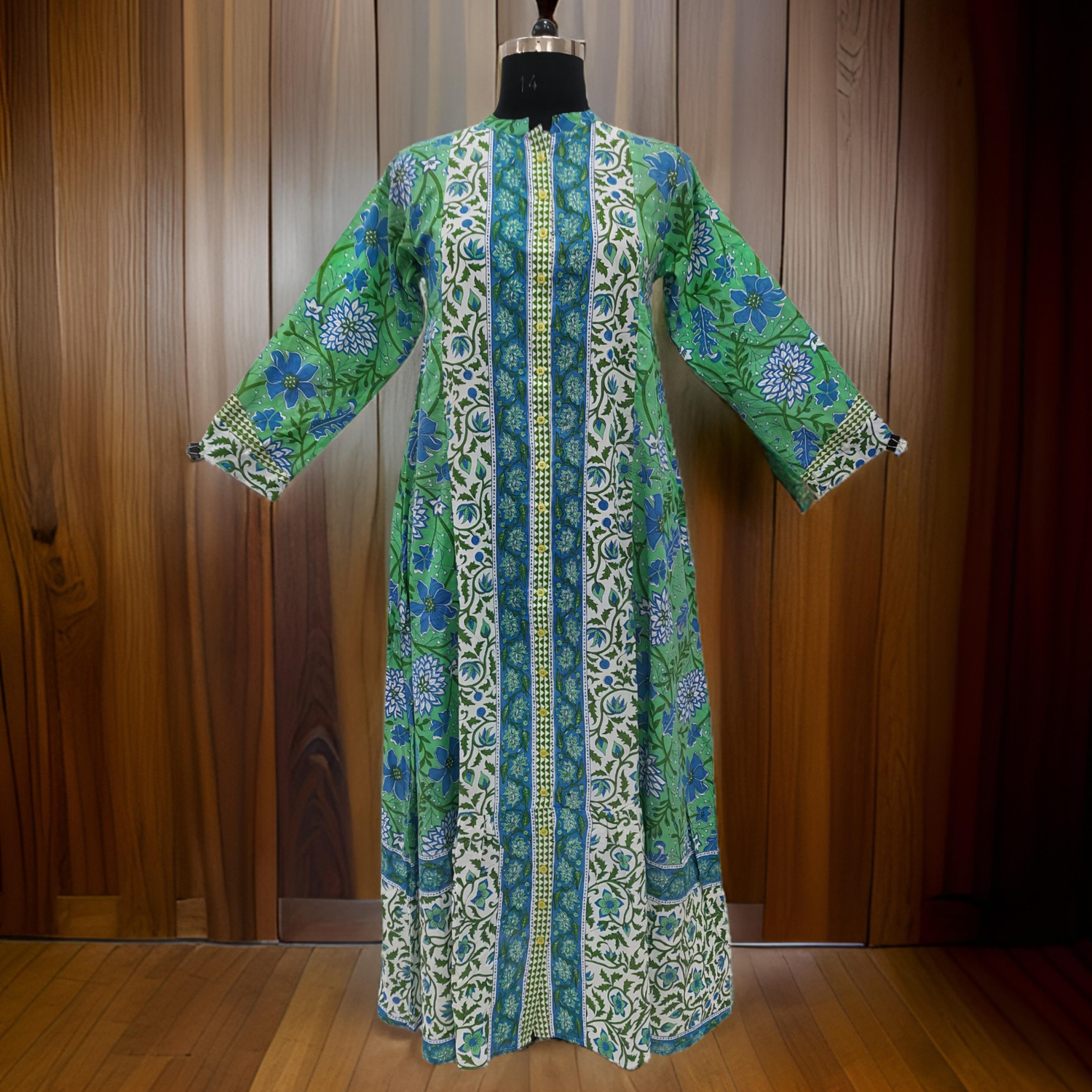 S/M Samara Printed Cotton Dress 57&quot; Long Jalabiya