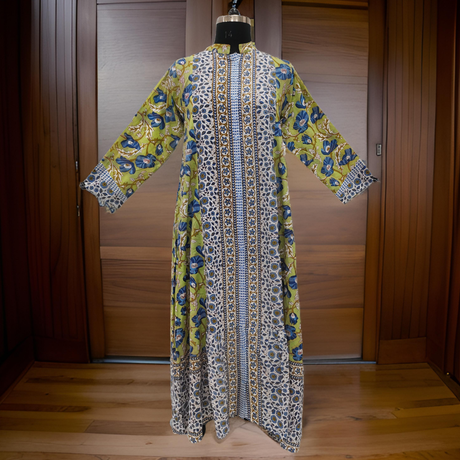 L/XL Samara Printed Cotton Dress 57&quot; Long Jalabiya