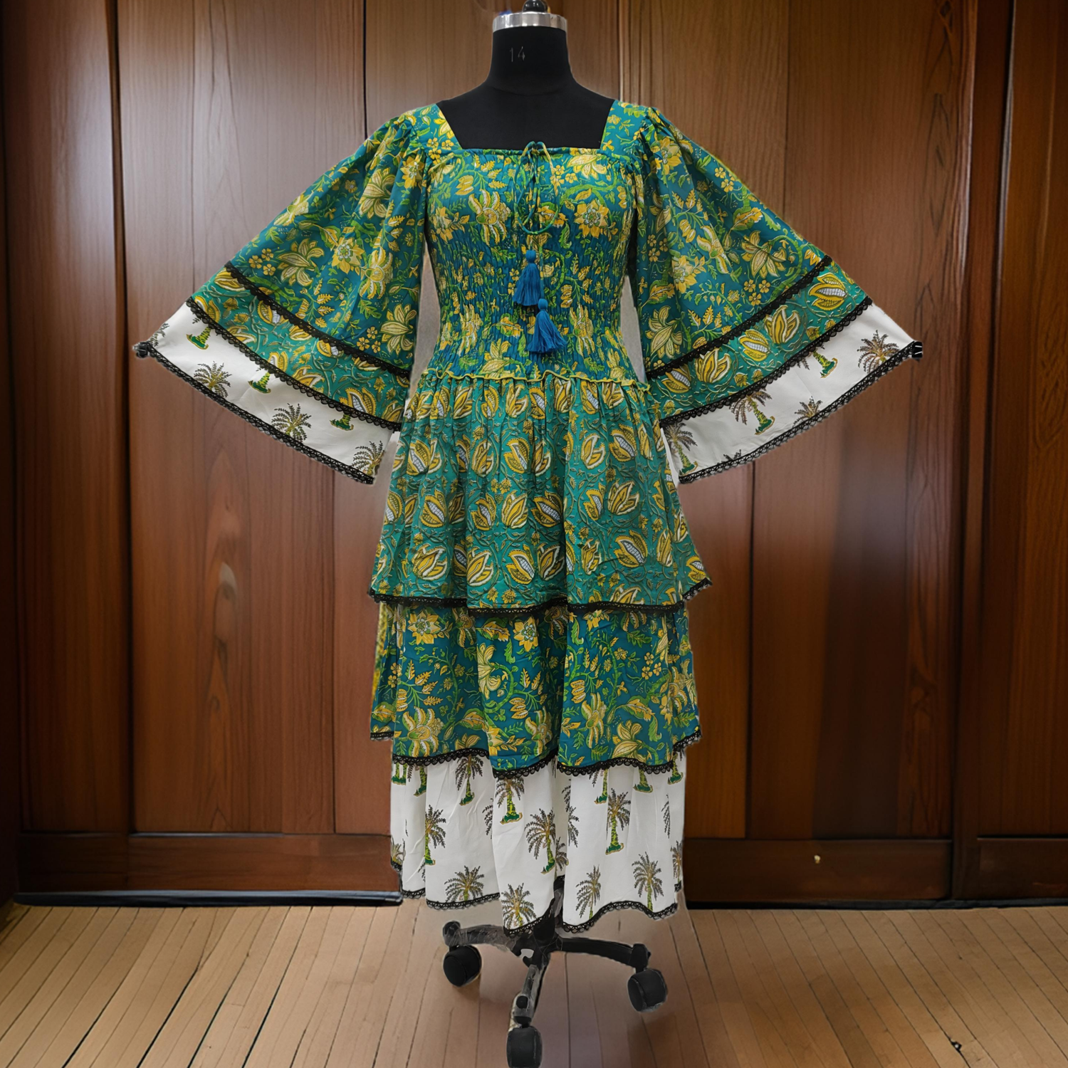 XS/S Rahima Printed Cotton Dress 54&quot; Long Jalabiya