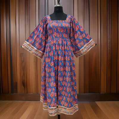 XS/S Elzina Printed Cotton Dress 54&quot; Long Jalabiya