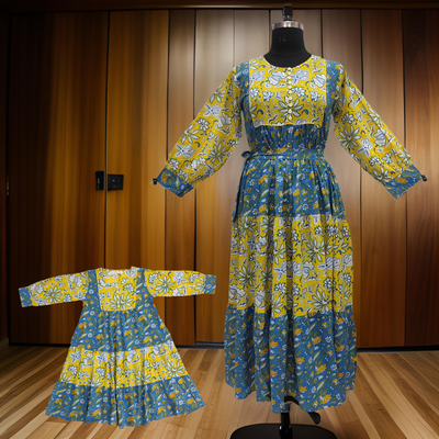 Yellow And Blue Yumna Dress