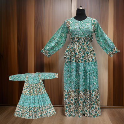 Cyan And White Yumna Dress
