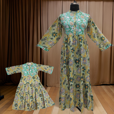 Cyan And Green Safia Dress