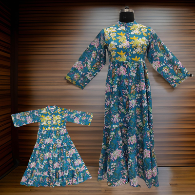 Yellow And Blue Safia Dress