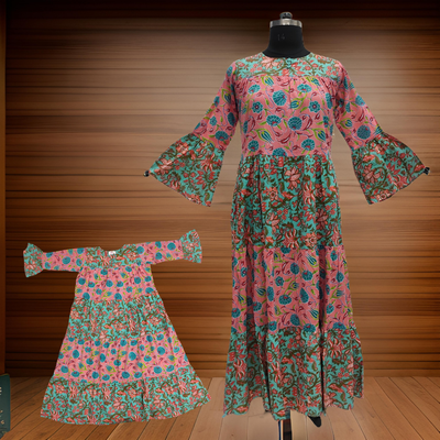 Green And Pink Moon Dress