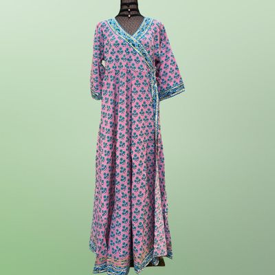 S/M Priam Printed Cotton Dress 57&quot; Long Jalabiya