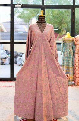 L Size Pink Pearls Embroidery Special Dress Length 58&quot;