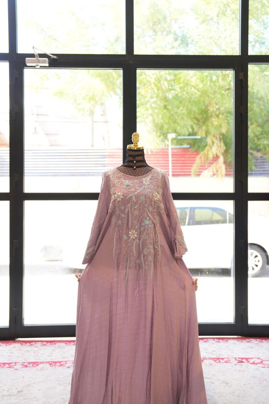 M Size Pink Special Dress With Embroidery Length 55&quot;