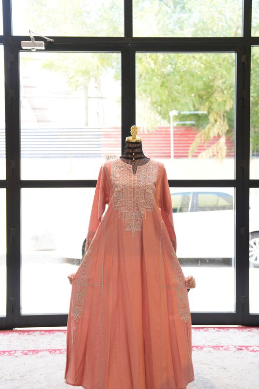 L Size Special Pearls Embroidery Dress Length 54&quot;
