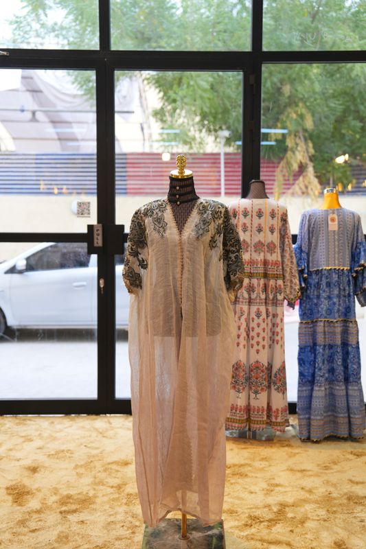 Free Size Special Pearls Embroidery Bisht Length 54&quot;