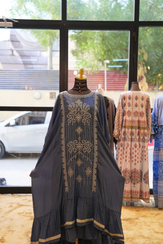 Free Size Special Eid Embroidery  Pearls Dress Length 49&quot;