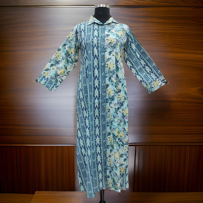S/M Singapore Printed Cotton Dress 57&quot; Long Jalabiya