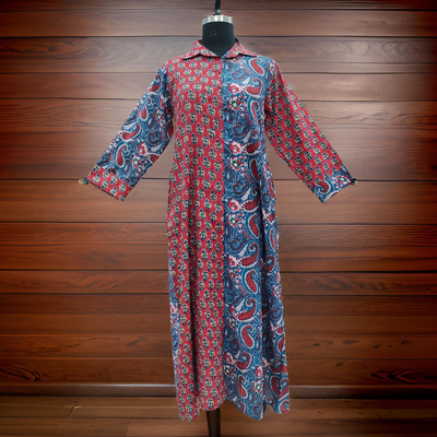 XS/S Singapore Printed Cotton Dress 54&quot; Long Jalabiya
