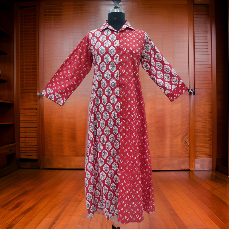 S/M Singapore Printed Cotton Dress 57&quot; Long Jalabiya