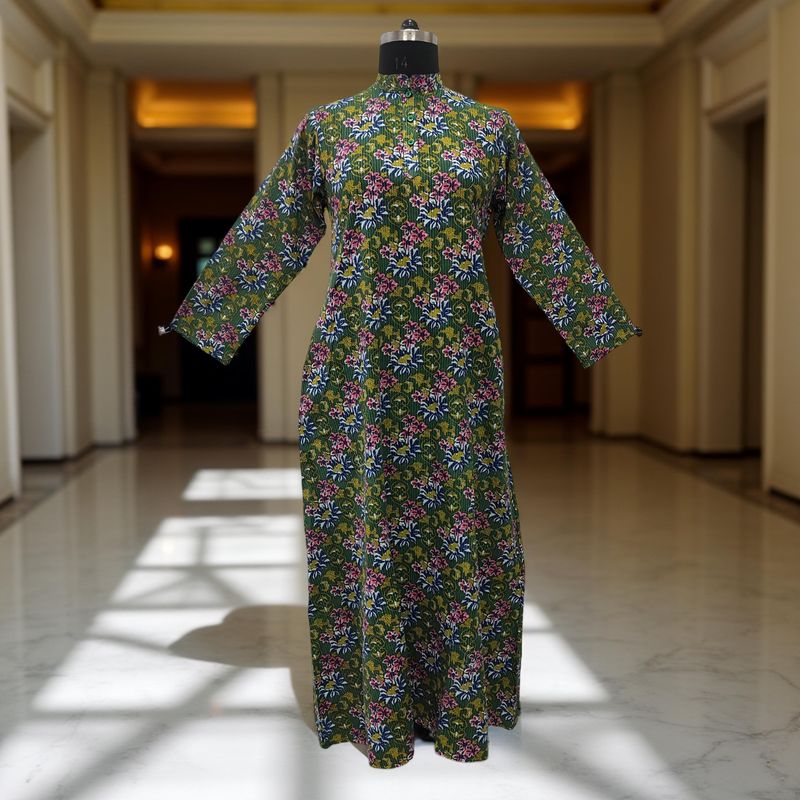 L-XL Aya Printed Cotton Dress 57&quot; Long Jalabiya