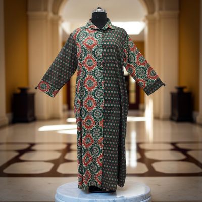 2XL/3XL Singapore Printed Cotton Dress 57&quot; Long Jalabiya