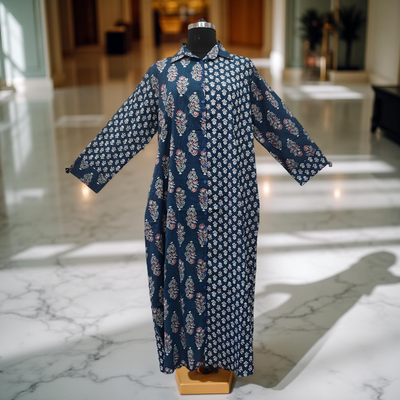 2XL/3XL Singapore Printed Cotton Dress 57&quot; Long Jalabiya